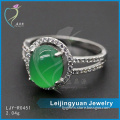 Alibaba hot sale green jade silver ring